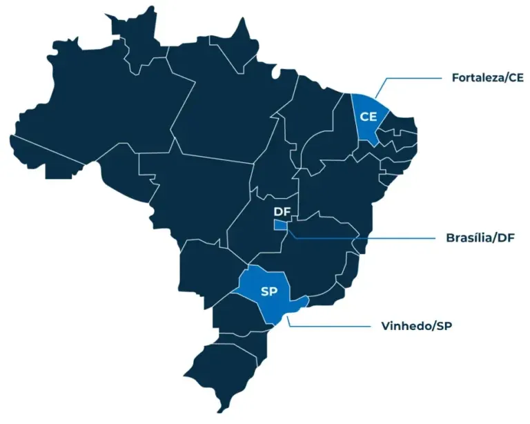 Mapa de localidade dos Data Centers da SaveInCloud